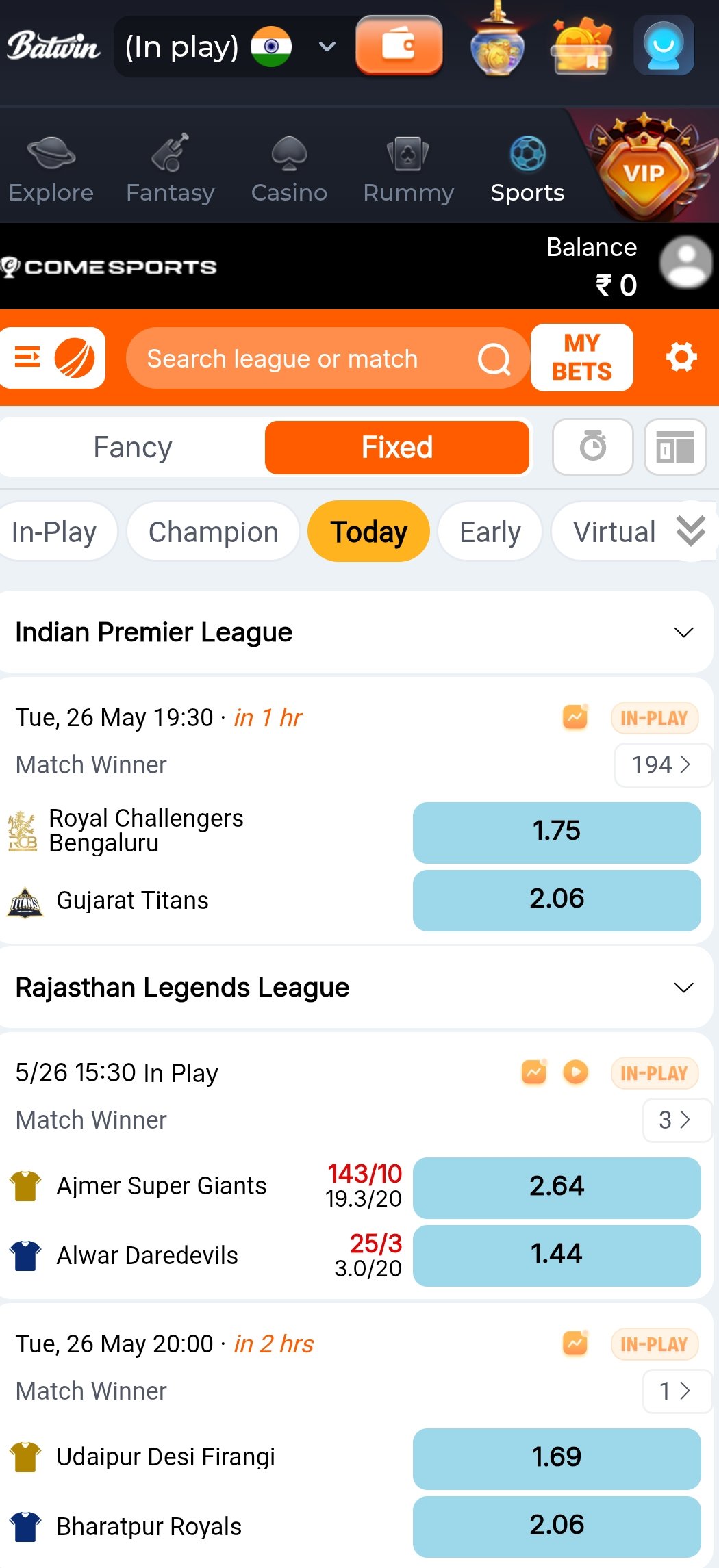 Batwin Game deposits